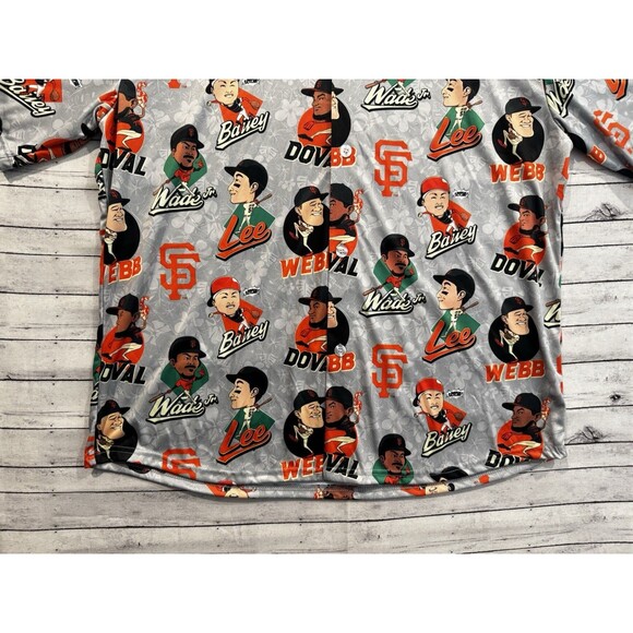 San Francisco Giants Mens Bobblehead Floral Hawaiian Shirt Sz XL Gray Big Head - Picture 7 of 15
